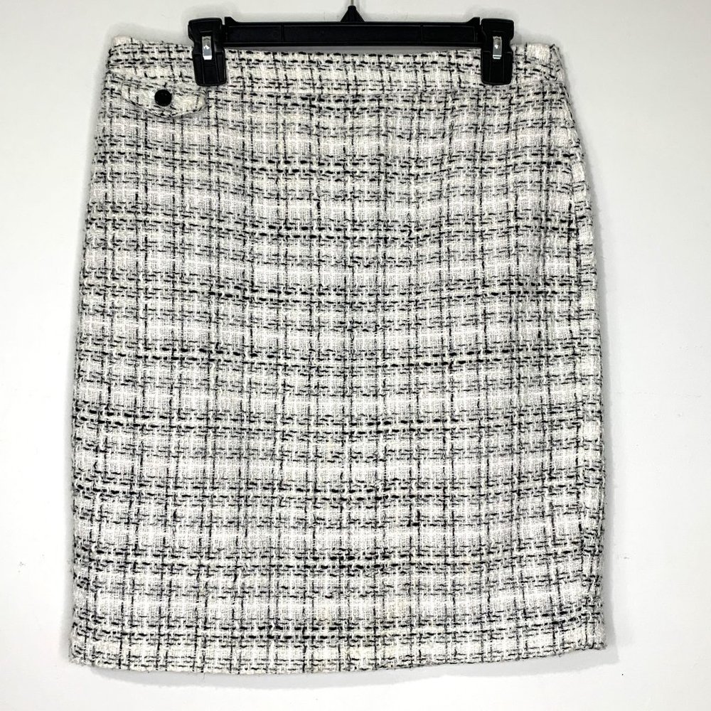 SANDRO Black White Tweed Metallic Skirt Sz 12‎